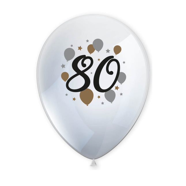 Hito Feliz Cumpleaños Globos de látex impresos"80" 6St