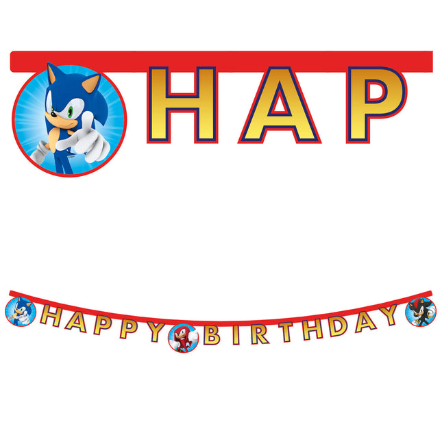 Sonic Speed Fsc "Feliz Cumpleaños" Bandera de papel troquelado 1St