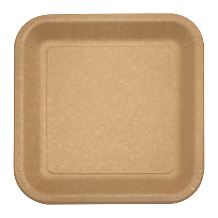 Platos Marrones Cuadrados Papel Kraft 23cm 10uds