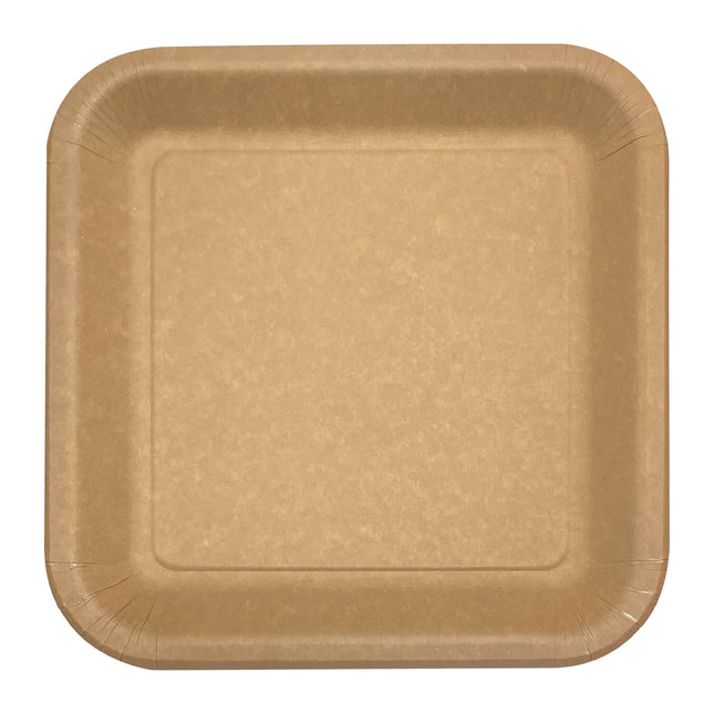 Productos De Papel Kraft Fsc Platos De Papel Cuadrados Kraft 23X23Cm Compostables Industriales Certificados 10St