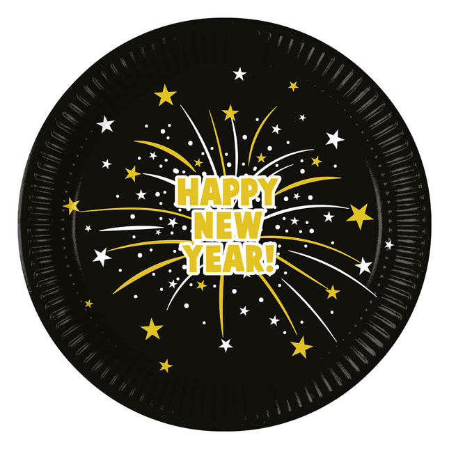 Medianoche Feliz Año Nuevo Bengalas Fsc Platos de Papel Próxima Generación Grandes 23Cm 8St