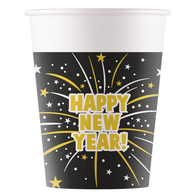 Vasos de Papel Fsc Medianoche Feliz Año Nuevo 200Ml (Wm) 8St