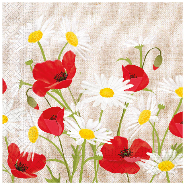 Servilletas De Papel De 3 Capas 33X33Cm/Diseños De Pascua Fsc Servilletas De Papel De Tres Capas 33X33Cm Margaritas Y Amapolas 20St