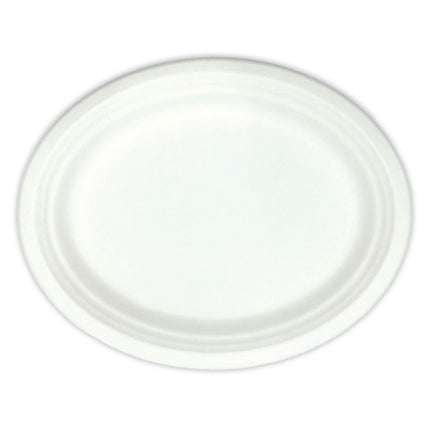 Productos de caña de azúcar blanca Platos ovalados de caña de azúcar blanca 32X25,5Cm 6Estrellas