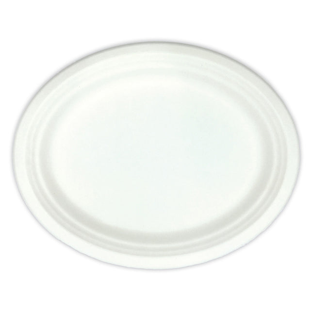Productos de caña de azúcar blanca Platos ovalados de caña de azúcar blanca 32X25,5Cm 6Estrellas