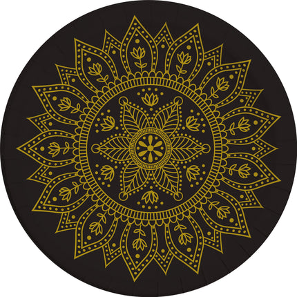 Platos Oro Negro Mandala 23cm 8pcs