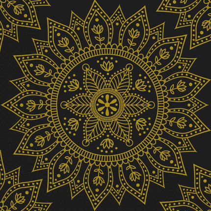 Servilletas Oro Negro Mandala 33cm 20pcs