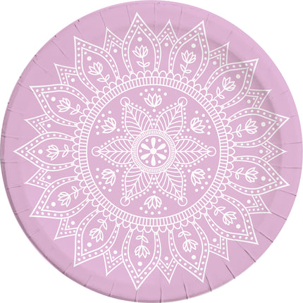 Platos Rosas Mandala 23cm 8pcs