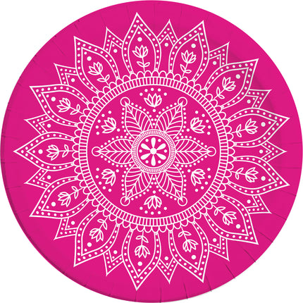 Platos Fucsia Mandala 23cm 8pcs