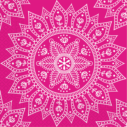 Servilletas de Papel de Tres Capas Everyday Designs Mandala Fucsia y Blanco Fsc 33X33Cm 20St.
