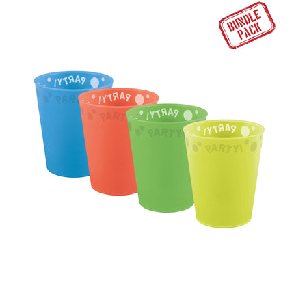 Set de fiesta arco iris Vasos semitransparentes reutilizables 250ml Colores mezclados 4St