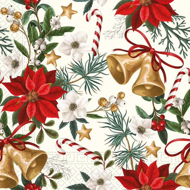 Servilletas De Papel De 3 Capas Campanas Con Flores Servilletas De Papel De 3 Capas 33X33Cm 20pcs