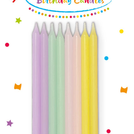Velas De Cumpleaños Velas De Cumpleaños 14.5Cm Con Portavelas En Colores Pastel En Caja De Papel Fsc 16St