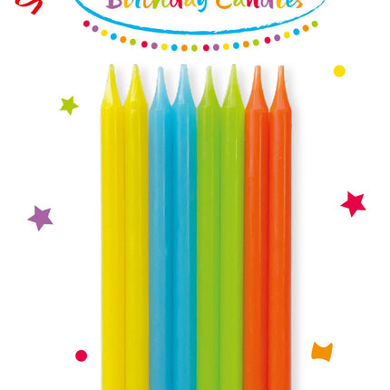 Velas De Cumpleaños Velas De Cumpleaños 14.5Cm Con Portavelas En Colores Brillantes En Caja De Papel Fsc 16St