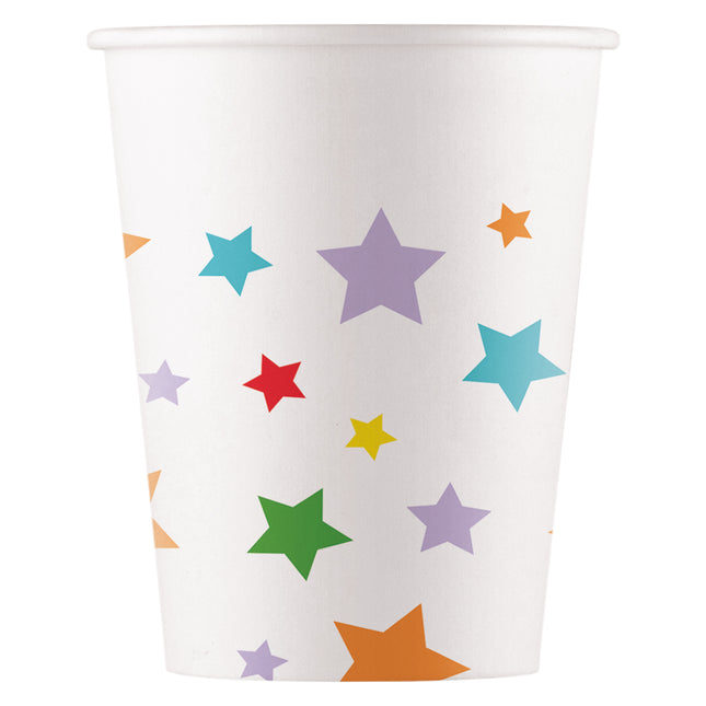 Vasos de Papel Fsc Estrellas Brillantes Multicolor 200Ml (Wm) 8St