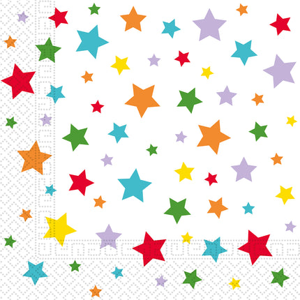 Servilletas De Papel De Dos Capas Fsc Estrellas Brillantes Multicolor 33X33Cm 20St