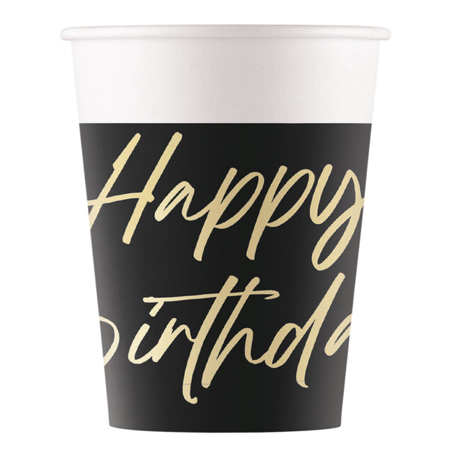 Elegantes Vasos de Papel Feliz Cumpleaños Fsc 200Ml (Wm) 8St
