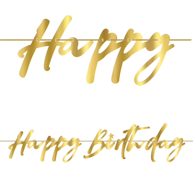 Guirnalda de Papel Fsc "Feliz Cumpleaños" En Color Oro Metalizado 1St