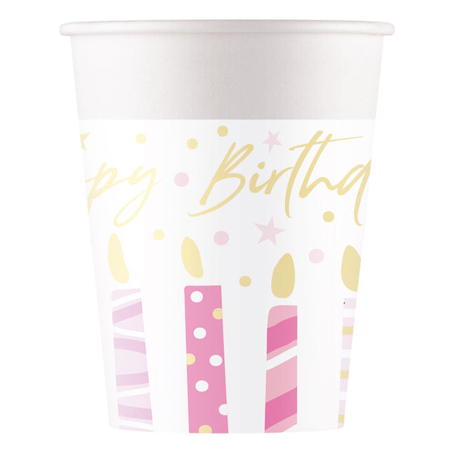 Velas de Cumpleaños Vasos de Papel Fsc 200Ml (Wm) 8pcs