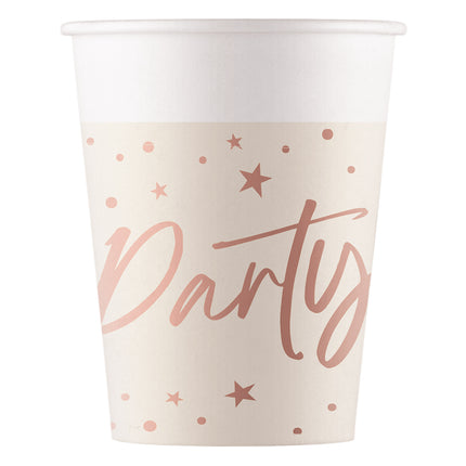 Vasos de Fiesta Oro Rosa 200ml 8uds
