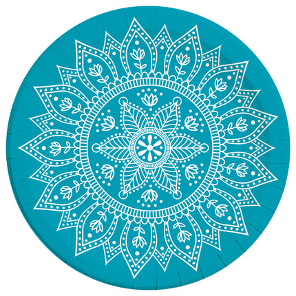 Everyday Designs Mandala Petróleo y Blanco Platos de Papel Fsc Next Generation Grandes 23Cm (Molde Profundo) 8St