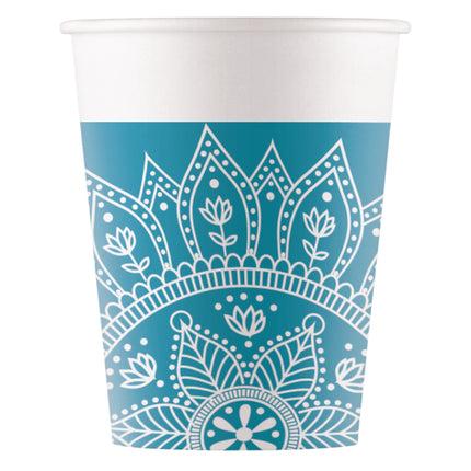 Taza Turquesa Mandala 200ml 8uds
