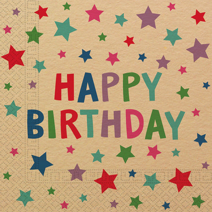 Servilletas Feliz Cumpleaños Papel Kraft 33cm 20pcs