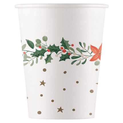 Vasos de Papel Fsc Guirnalda de Acebo Navideño 200Ml (Wm) 8St