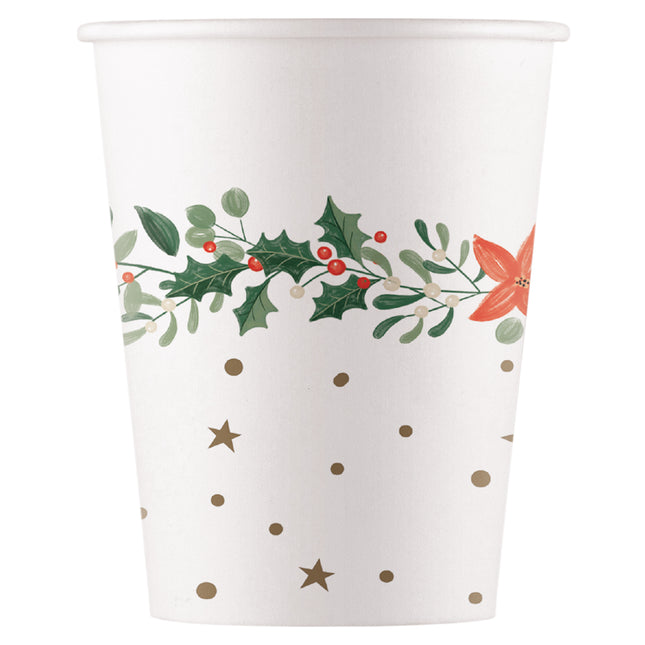 Vasos de Papel Fsc Guirnalda de Acebo Navideño 200Ml (Wm) 8St