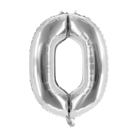 Globo con el número 0, plateado, sin impresión, 85 cm