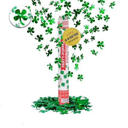 Cañón de confeti verde «Trébol de cuatro hojas», 40 cm