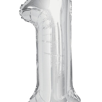 1 Jaar Cijfer Ballon Zilver Leeg 86cm van Unique koop je bij Partywinkel