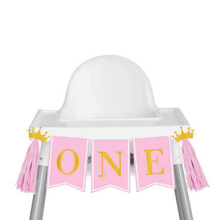 1 Jaar Versiering Pakket Roze Kinderstoel van Paper Dreams koop je bij Partywinkel