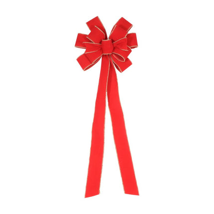 Lazo de pico de terciopelo rojo con acabado de perlas 28cm x 78cm