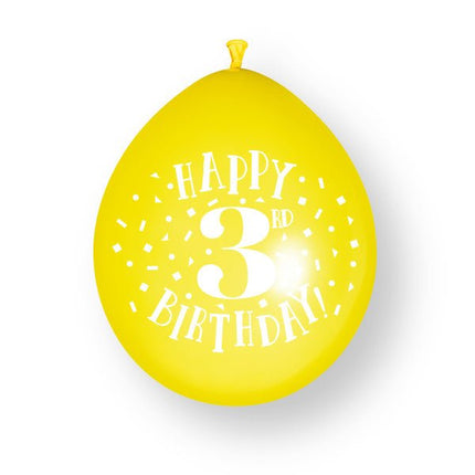 10 stuks Happy 3rd Birthday 23cm latex ballonnen van Unique koop je bij Partywinkel