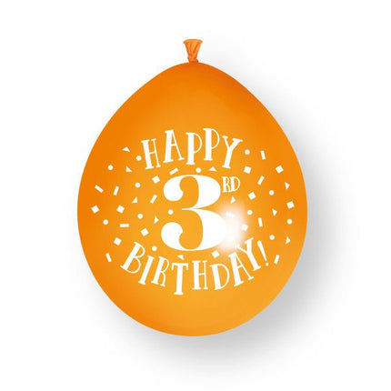 10 stuks Happy 3rd Birthday 23cm latex ballonnen van Unique koop je bij Partywinkel