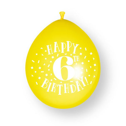 10 stuks Happy 6th Birthday 23cm latex ballonnen van Unique koop je bij Partywinkel