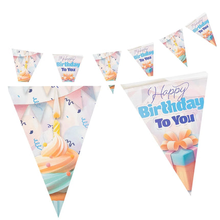 Guirnalda de «Feliz cumpleaños» en tonos pastel, 4 m