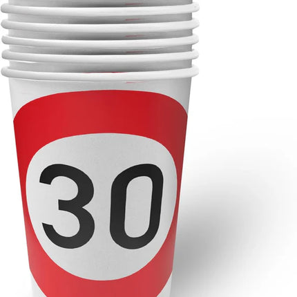 Taza «30 años» con señal de tráfico, 250 ml