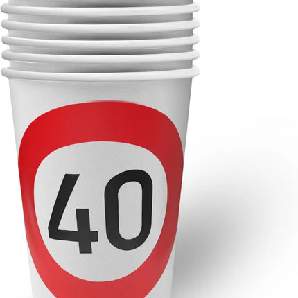 Vaso «40 años» con señal de tráfico, 250 ml, 8 unidades