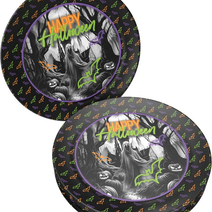 Platos de Halloween de neón, 23 cm, 8 unidades