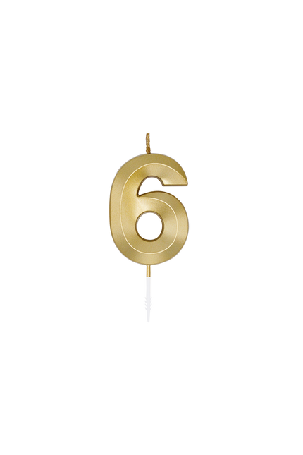 Vela de 6 años, dorado metalizado, 6 cm