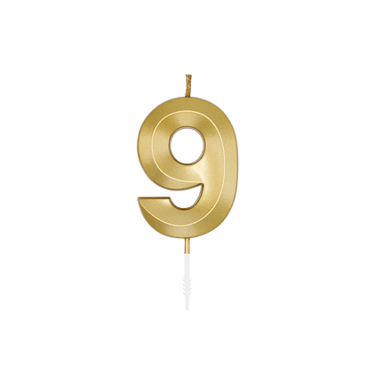 Vela de 9 años, dorado metalizado, 6 cm