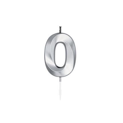 Vela de 0 años, plateada metalizada, 6 cm