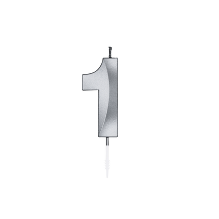 Vela de 1 año, plateada metalizada, 6 cm