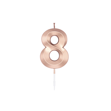 Vela de 8 años, oro rosa metalizado, 6 cm