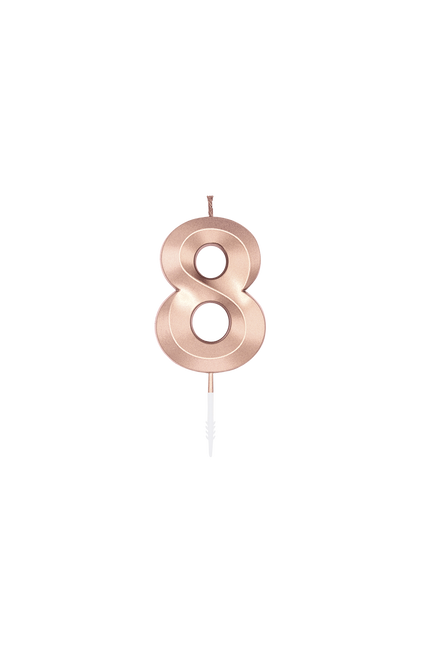 Vela de 8 años, oro rosa metalizado, 6 cm