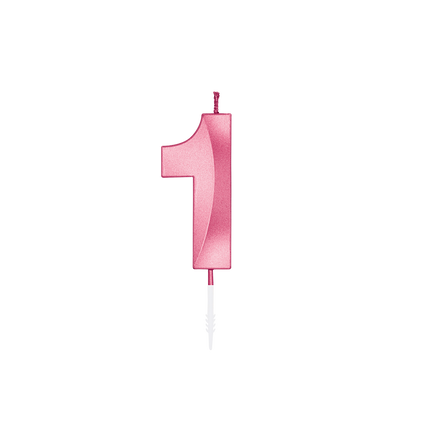 Vela de 1 año, rosa metalizado, 6 cm