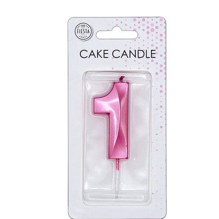 Vela de 1 año, rosa metalizado, 6 cm