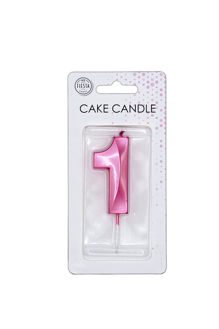Vela de 1 año, rosa metalizado, 6 cm